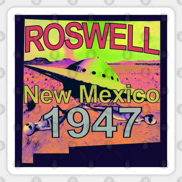 Roswell New Mexico 1947 UFO Aliens Trippy Psychedelic Tie Dye Magnet by blueversion